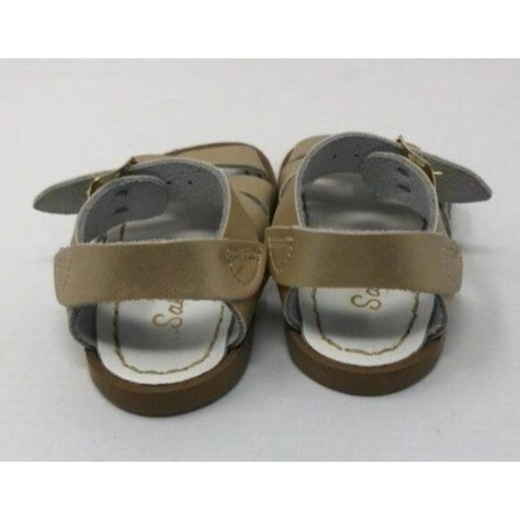 Salt Water Sandals Gold Girls Size 4 Matte Gold Leather Excellent very gently us - Picture 13 of 15